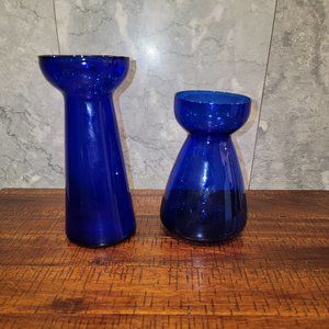 Vintage Cobalt Blue Glass Vases, Mid-Century Modern